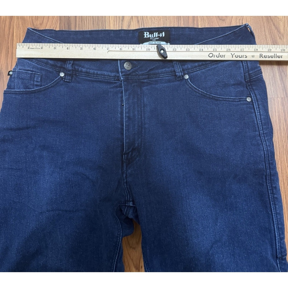 Bull-it Motorcycle Riding Jeans Mens 38R Straight AAA Rated Dark Blue Denim - Picture 2 of 12
